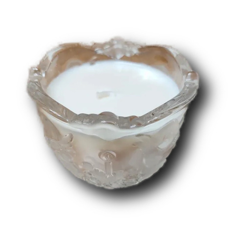 Handmade Vanilla Scented Frosted Angel Glass Cup Candle 6.7oz One of a Kind B110